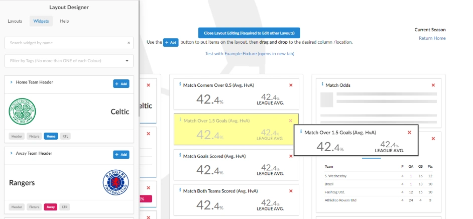 Screenshot of the layout designer