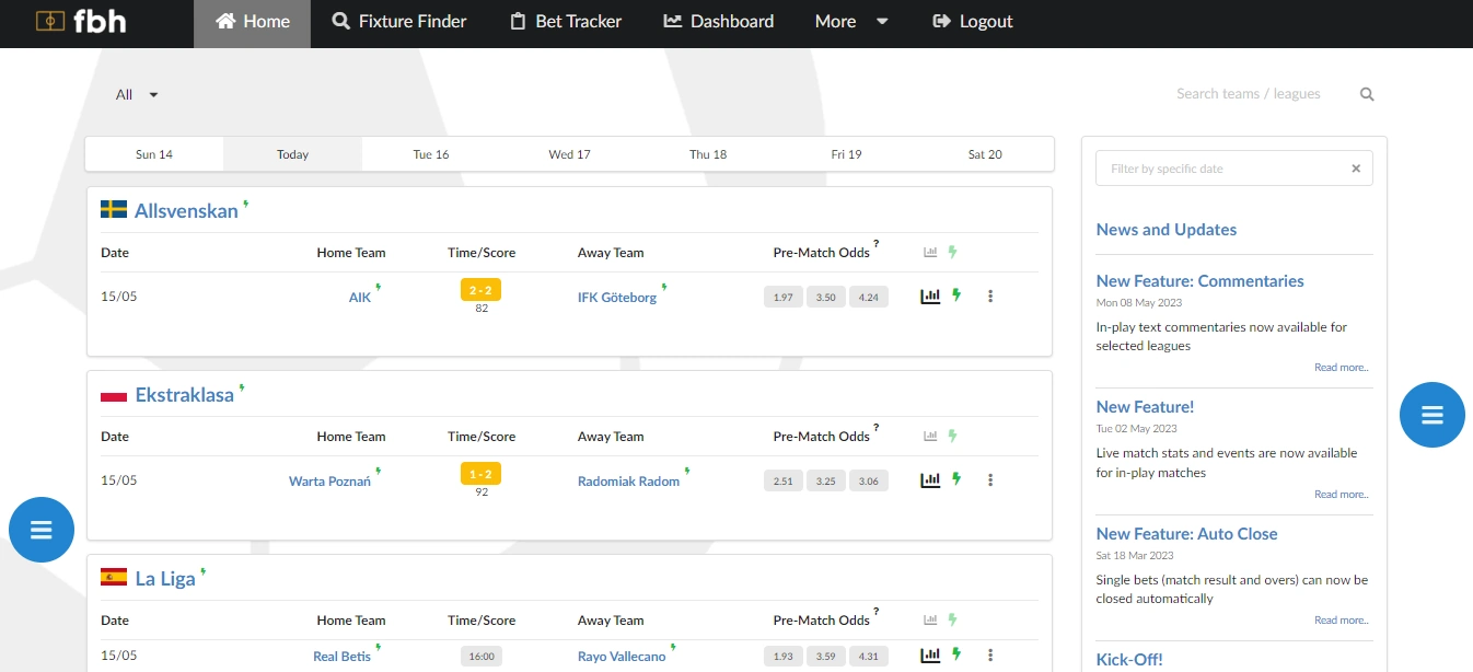 Screenshot of the homepage