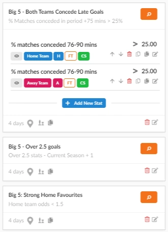 Screenshot of the fixture finder